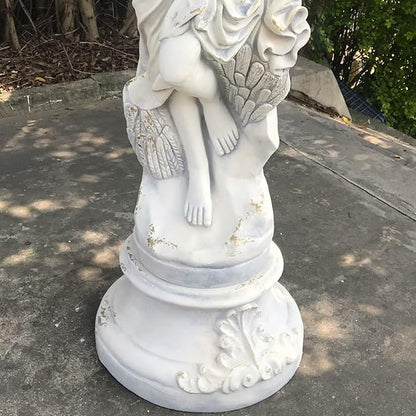 Zaer Ltd. 65" Tall Graceful Magnesium Angel Statue in Antique Grey Distressed Finish Antique Classical Design (Farrah)