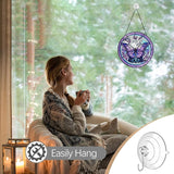 Butterfly Sun Catcher Stained Glass Window Hanging - Purple Butterfly Sun Catchers Wall Art Glass Panel - Handmade Suncatchers for Doors Home Garden Decor - Mothers Day Birthday Gifts for Mom Grandma