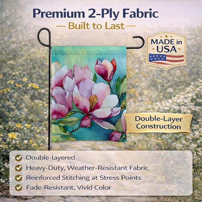 Caroline's Treasures Louisiana Magnolias in Watercolor Garden Flag Mailbox Flag Decorative Yard Flag Banner Outside Patio Artwork Yard Flower Beds, Garden Size, Multicolor