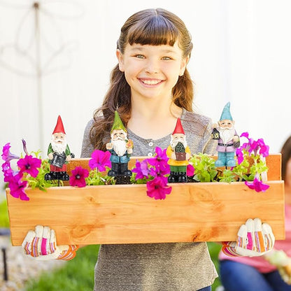 Gnomes Garden Stakes 1.4 Inch Plant Decorations for Pots Indoor Outdoor 4 Pack Miniature Gnomes Decorations for Yard Mini Gnome