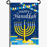 Happy Hanukkah Garden Flags 12 x 18 Inch Double Sided Jewish Holiday Menorah Star Candles Yard Flag for December Hanukkah Outdoor Decorations for Outside garden yard