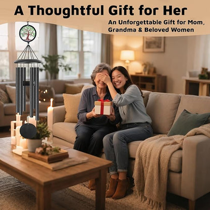 Windchimes in Memory of a Loved One - 50-Inch Extra-Long Style,6 Thick Tubes, Tree of Life Design, Soothing Deep Tone Suitable for Garden Decora, Sincere Sympathy Gifts to Grief and Honor Loved Ones