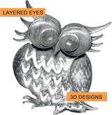 Pack of 2 Metal Owl Garden Statues Silver Silhouette Stakes Decorative Outdoor Animal Sculptures for Yard Decor and Lawn Ornaments