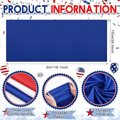 HunnmingRe 3 Pcs 2.5 x 9.8 Ft 4th of July Patriotic Bunting Decorations 250th Anniversary US Flag Decor 1 Red 1 White and 1 Blue DIY Hanging Flag Bunting for Porch Yard Indoor Outdoor Decor Party