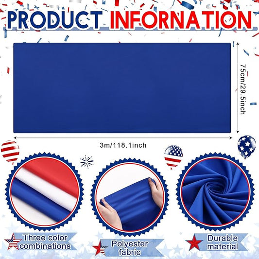 HunnmingRe 3 Pcs 2.5 x 9.8 Ft 4th of July Patriotic Bunting Decorations 250th Anniversary US Flag Decor 1 Red 1 White and 1 Blue DIY Hanging Flag Bunting for Porch Yard Indoor Outdoor Decor Party