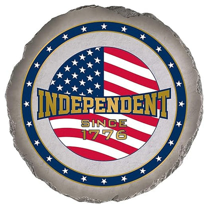 Magnolia Garden 10-Inch Independent Since 1776 Patriotic Stepping Stone – American Flag Resin Garden Walkway Tile – Red White and Blue Outdoor Accent – USA Pride Decoration & Veteran/Military Gift