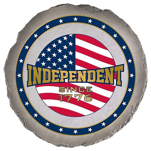 Magnolia Garden 10-Inch Independent Since 1776 Patriotic Stepping Stone – American Flag Resin Garden Walkway Tile – Red White and Blue Outdoor Accent – USA Pride Decoration & Veteran/Military Gift
