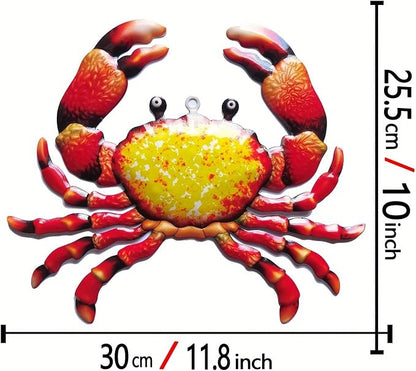 WPCJREU Crab Iron Wall Art - Marine Style Decorative Piece for Garden, Kitchen, Patio & Home Entrance - Ocean-Themed Metal Sculpture for Coastal & Nautical Spaces(B)