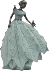 DiliComing Fairy Garden Statue Home Decoration - Outdoor Statue Table Decor for Living Room Garden Maiden Bookshelf Decor Xmas Resin Holly Leaves Maiden Green