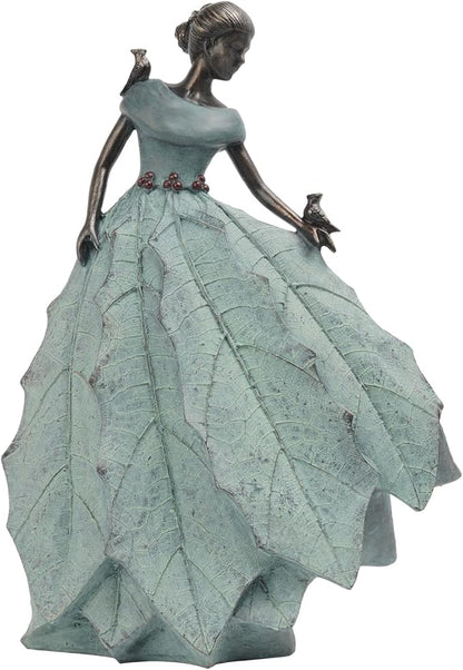 DiliComing Fairy Garden Statue Home Decoration - Outdoor Statue Table Decor for Living Room Garden Maiden Bookshelf Decor Xmas Resin Holly Leaves Maiden Green