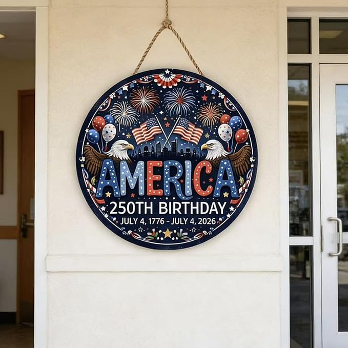 250th Anniversary America Window Hanging Suncatcher，Bald Eagle American Flag Designs Blue Sun Catcher Decor ，Patriotic Supplies Home Party Independence Day Accessories