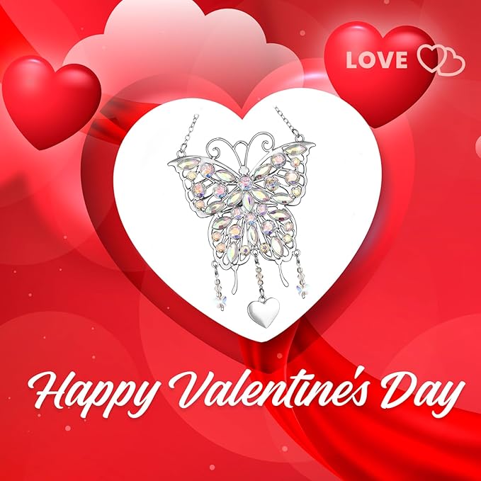 Glittering Butterfly Gift for Women - Valentine's Day, Birthday, Anniversary, Mother's Day Idea for Mom, Grandma, Wife - Hanging Ornament for Window Decor