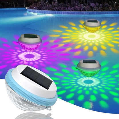 Solar Floating Pool Lights, RGB Color Changing LED Pool Lighting, IP65 Waterproof Auto On/Off LED Lights for Ponds, Pools, Garden and Party Decor