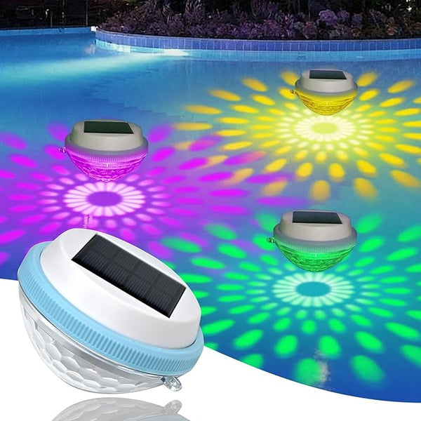 Solar Floating Pool Lights, RGB Color Changing LED Pool Lighting, IP65 Waterproof Auto On/Off LED Lights for Ponds, Pools, Garden and Party Decor