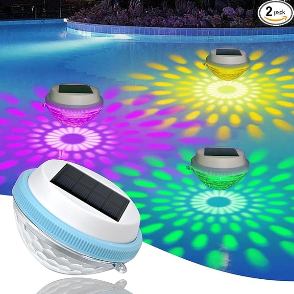 Solar Floating Pool Lights, RGB Color Changing Pool Floating Light, IP65 Waterproof for Pools, Ponds, Garden, and Wedding Party Decoration(2 Pack)