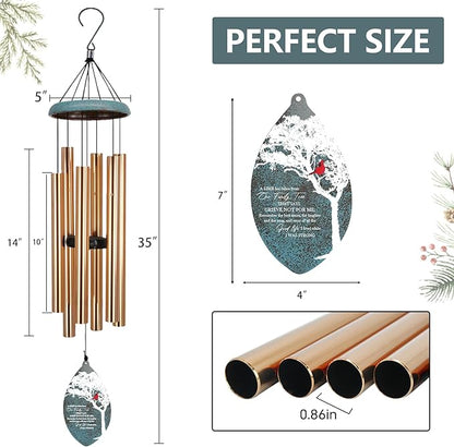 ASTARIN Custom Cardinal Memorial Wind Chimes, 35" Sympathy Gifts Wind Chime for Loss of Mom Dad Sister Son, Personalized Name Date Bereavement Condolence Gift for Outside Outdoor,Produced in USA