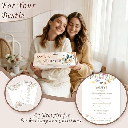 Bestie Gifts for Women, Best Friend Birthday Gifts, 32" Butterfly Daisy Modern Wind Chimes, Unique Friendship Gift for Birthday, Bestie Gift Ideas for Bestfriend BFF (for Bestie)