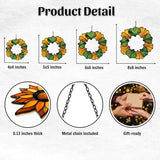 Ginkgo Wreath Acrylic Suncatcher Stained Glass Effect Window Car Hanging Christmas Ornament Indoor Outdoor Decor Garden Sun Catcher Panel for Acrylic Suncatcher Lover for Women Mom Grandma