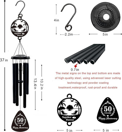 50th Anniversary Wedding Gifts for Couple,37" Golden Wedding Anniversary Wind Chimes, Unique 50 Years Marriage Keepsake for Parents Grandparents Wife Husband Friends(Beach Life)