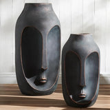 Wallowa Large Statue & Set of 2 Artificial Stone Figures, 28"-20" Modern Art Sculptures for Home, Porch, Backyard & Living Room Decor, Bronze