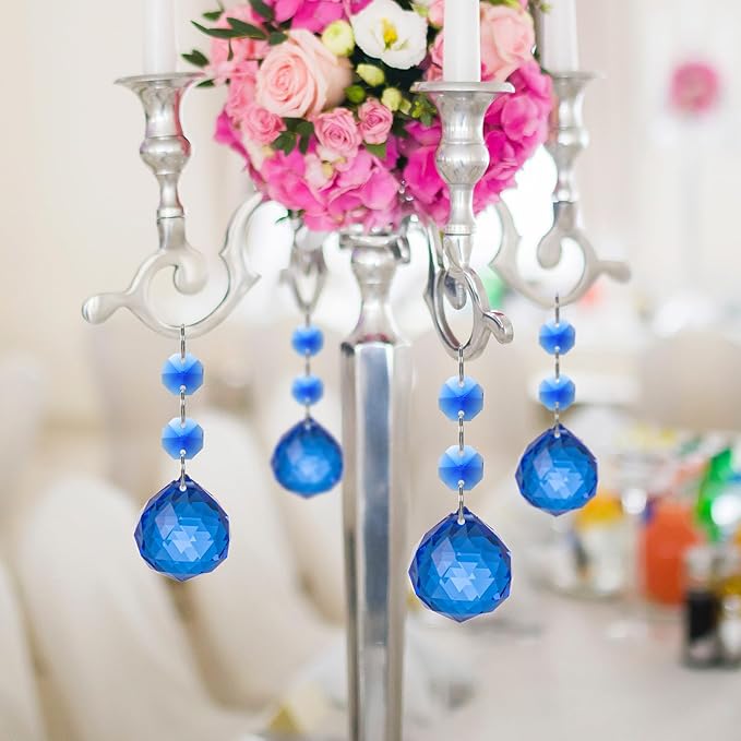Pack of 10 Blue Crystal Ball Prism 30mm Suncatcher Chandelier Prisms Part Decor Rainbow Maker