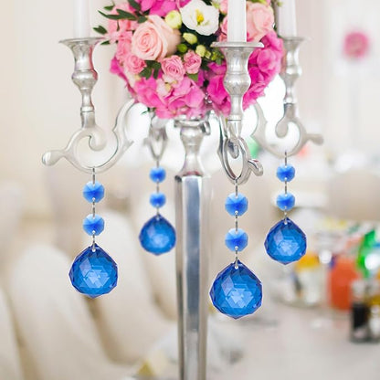 Pack of 10 Blue Crystal Ball Prism 30mm Suncatcher Chandelier Prisms Part Decor Rainbow Maker