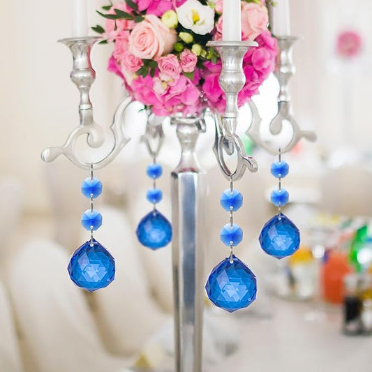Pack of 10 Blue Crystal Ball Prism 30mm Suncatcher Chandelier Prisms Part Decor Rainbow Maker