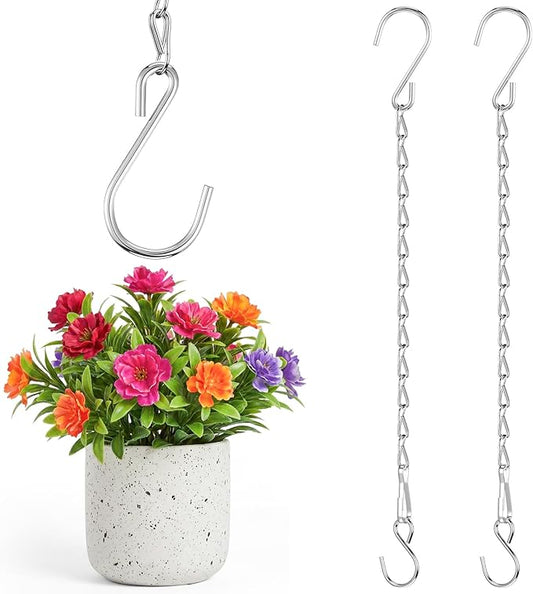 EBOOT 2 Pcs Hanging Chain for Bird Feeders, Planters, Lanterns and Ornaments(23.6 Inch,Silver)