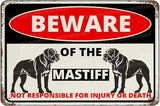 Beware Of The Dog Mastiff Sign Aluminum Metal Tin Signs Outdoor Yard Sign Warning Sign For Fence Yard Home Kitchen Farm Garden Wall Decor 8x12 Inch