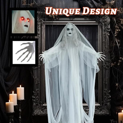 Halloween Hanging Ghosts 6FT White Ghost Ghost for Halloween Outdoor Decorations Front Yard Porch Patio Lawn Garden Trees Party Décor and Holiday（Without Battery）