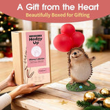 WHIMSYNOOK Hedgehog Figurine with Balloon – Solar LED Garden Statue & Whimsical Gift Décor, 10.4" Resin Cute Animal Light for Porch, Lawn, Yard, Housewarming, or Birthday