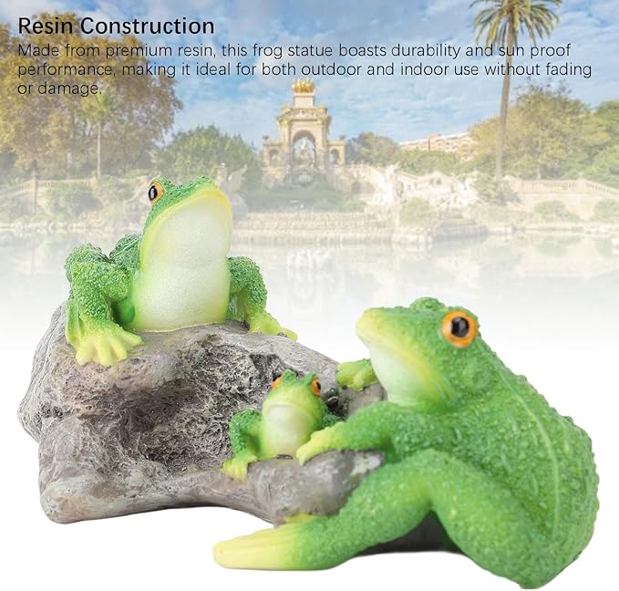 Pissente Frog Statue Garden Decor, Resin Weatherproof Outdoor Figurine, Lawn Ornament for Indoor Outdoor Patio Yard, 1 Pair, Frogs On The Stone
