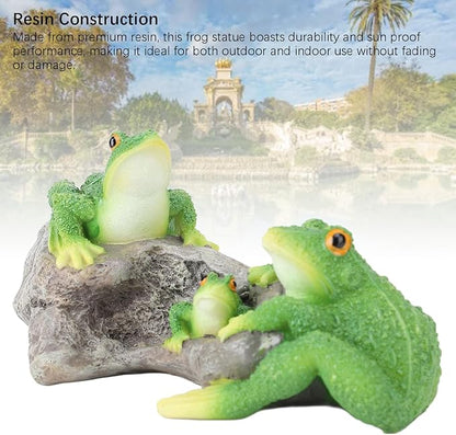 Pissente Frog Statue Garden Decor, Resin Weatherproof Outdoor Figurine, Lawn Ornament for Indoor Outdoor Patio Yard, 1 Pair, Frogs On The Stone