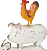 Alpine Corporation MBG188HH Metal Stacked Farm Animals Decor, Outdoor Statue for Patio, Lawn & Garden, 19" H, Multicolor