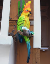 Tropical Real Hanging Parrot Decor,Resin Bird Figurines,Bird Statues,Home Ornament Decor for Tiki Bar,Perfect for Yard Ornaments,Tree Decorations Outdoor,Patio,Lawn,Tree Trunk, Porch