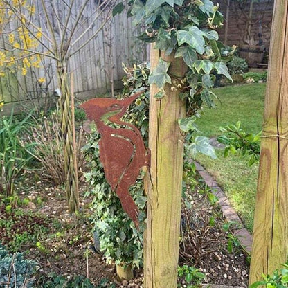 Rusty Metal Bird Silhouettes Garden Fence Decor Woodpecker Gardening Country Metal Bird Robin Yard Art Decoration Steel Garden Sculptures and Statues