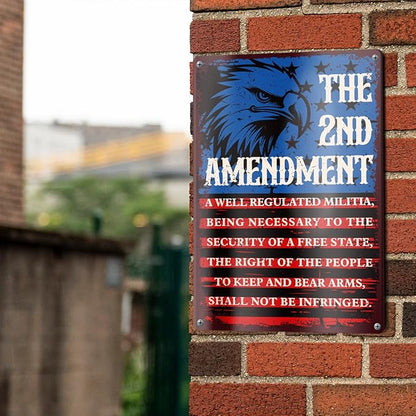 2nd Amendment Metal Tin Sign USA Patriotic Americana Wall Decor for Gun Room Firing Ranges Man Cave Garage Gun Owner Lovers Gift 8" x 12"