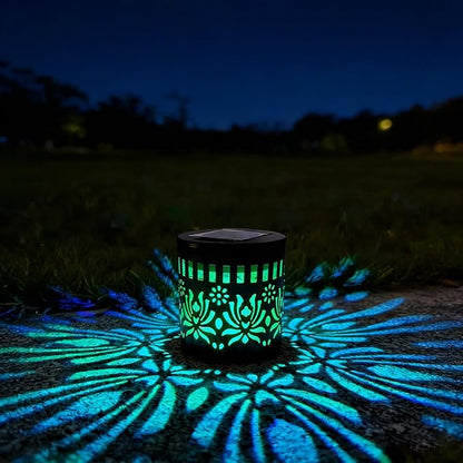 Decorative Solar Mandala Lights - Outdoor Metal Solar Powered Deck Step Wall Lights, Mandala Theme Waterproof Fence Mini Light for Garden Post Patio Backyard Yard Decor (Peony, Green)