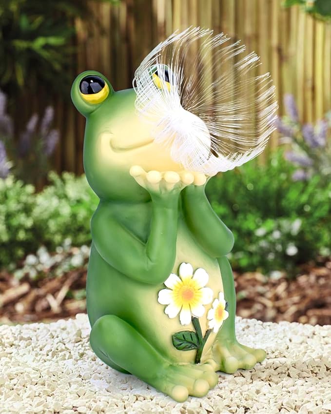 FREECUBE Solar Garden Statue, Frog Garden Decor Figurine Lights for Outside Waterproof Outdoor Yard Decorations Pation Light,Housewarming Gift for Patio,Lawn,Yard