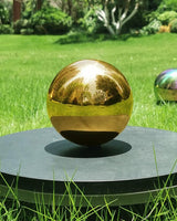Stainless Steel Gold Gazing Mirror Ball, Polished Hollow Ball Reflective Shiny Garden Sphere, Housewarming Gift Outdoor Decorations(6 Inch)
