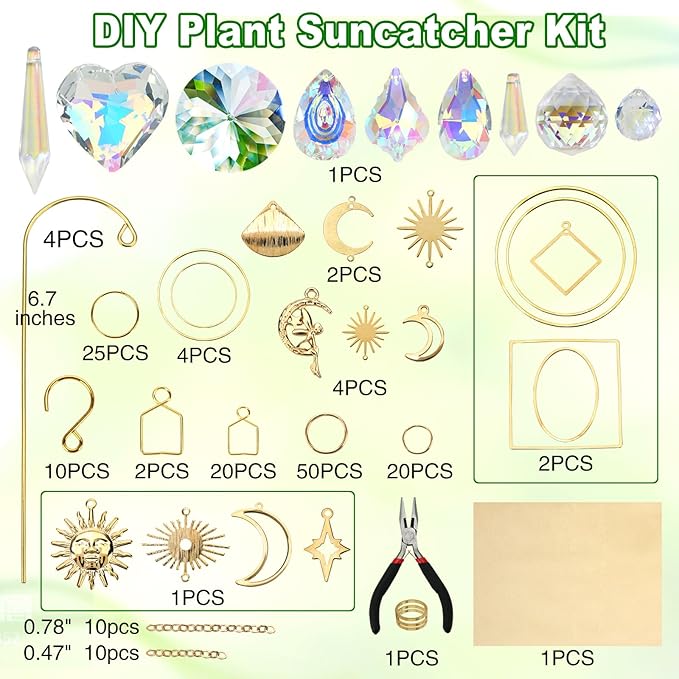 DIY Sun Catcher Kits for Adults, 260 pcs Crystal Suncatchers Making Suppliers for Garden Plant Windows Hanging Art and Crafts for Women Valentines Mother's Day Birthday Gifts Home Decor