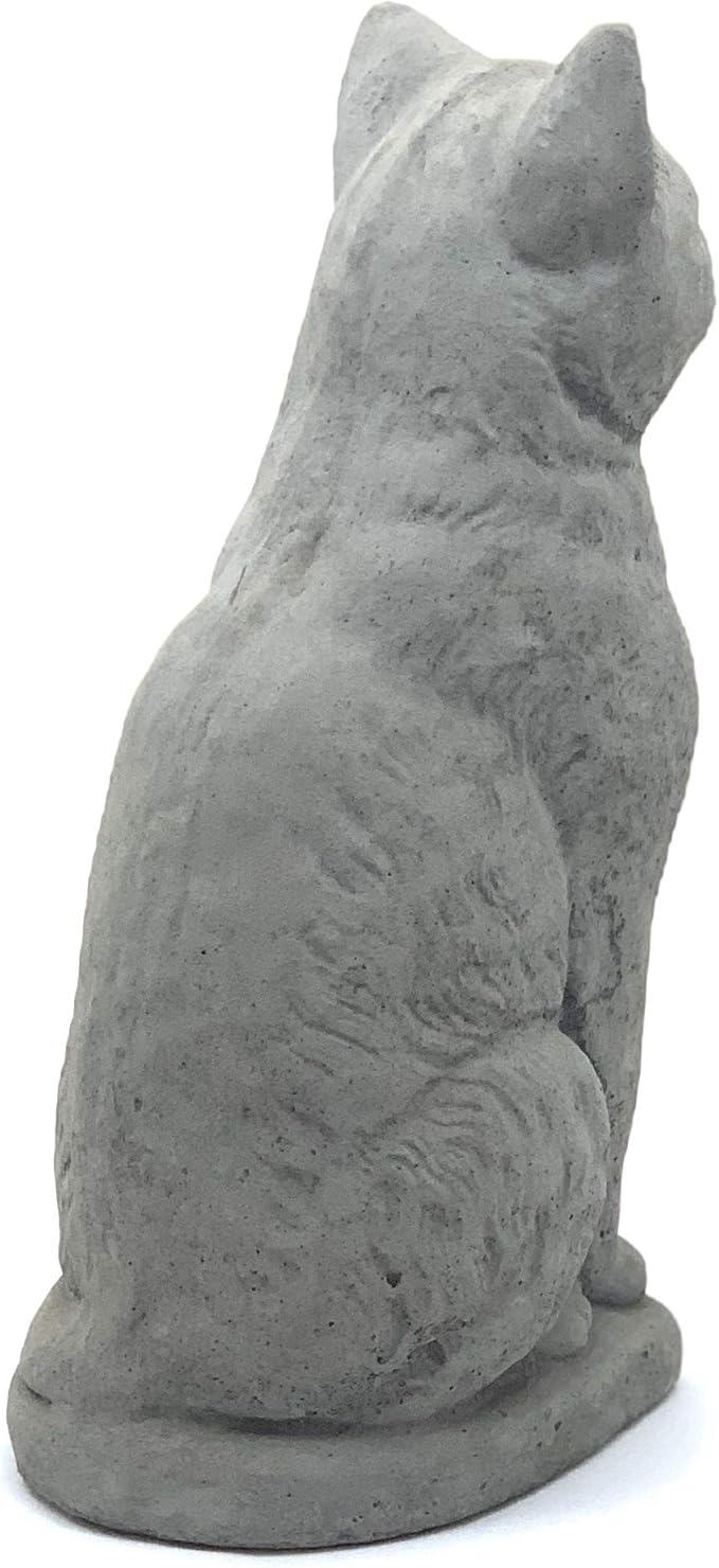 Vintage Sitting Cat: Solid Durable Stone Statue with Distressed Texture. Perfect Home Design & Sealed for Outdoor Use. Handcrafted USA. (Antique/Gray)