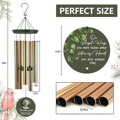 ASTARIN Customized Wind Chimes Memorial, Sympathy Gifts for Loss of Mom Dad Son, Grief Gifts for Women, Condolences Wind Chime Gift Idea, Wooden Windchime Deep Tone(Produced in USA)