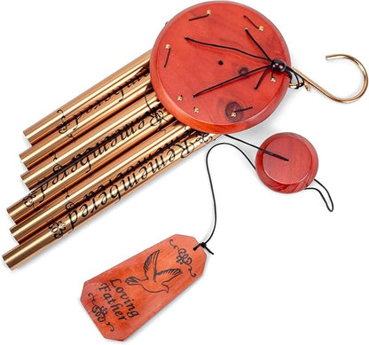 Napco Loving Father Caramel Brown Bereavement 35 x 5 Metal Outdoor Wind Chime Noisemaker