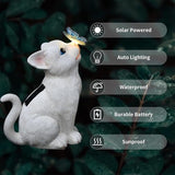 Cat Garden Figurines Outdoor Decor Solar Statue with LED Lights for Patio Lawn Yard Art Decoration Housewarming Garden Gift