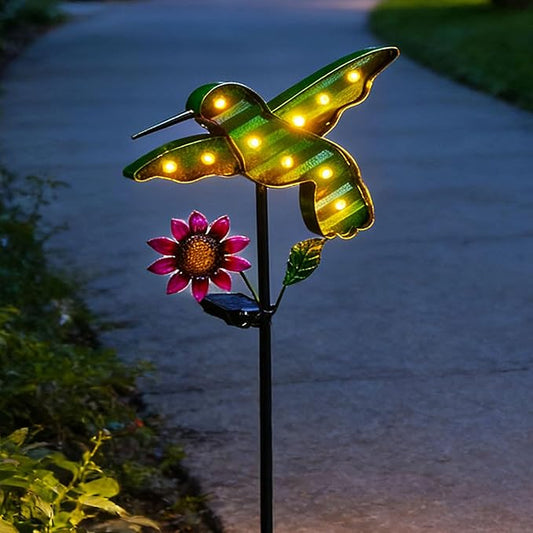 Solar Lights Outdoor Garden Stakes, Waterproof Hummingbird Lights Gifts for Women Mum and Metal Bird Decorative LED Lanterns for Yard, Patio (Hummingbird) (Hummingbird)