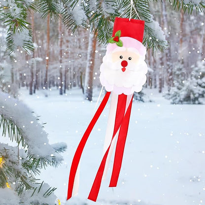 NOVWANG Santa Claus Windsock, 40 Inch 3D Winter Windsocks Outdoor Hanging Flag with Adjustable Hook Christmas Festival Party Decorations for Garden Porch Yard Patio Lawn