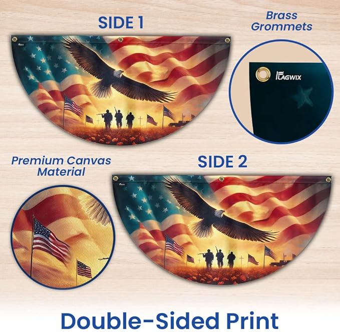FLAGWIX American Eagle Veteran Flag - Non-Pleated American Army Fan Flag Bunting 1x3 ft - Veteran Gifts for Men Women, Patriotic Veteran Memorial Day Decorations Indoor Outdoor for Home Garden Decor