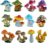 JKanruh 12 Pcs 1.5 to 1.8 Inch Resin Mushroom,Cute Mushrooms Fairy Garden Mushrooms Ornaments for Outdoor Decoration,Home Décor,Cake Decoration,DIY Bonsai Craft …