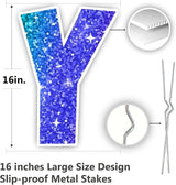 Happy Birthday Yard Sign with Metal Stakes - 16” Outdoor Lawn Decorations, Weather-Resistant Letters, birthday party supplies gift for Kids & Adults (Glitter)